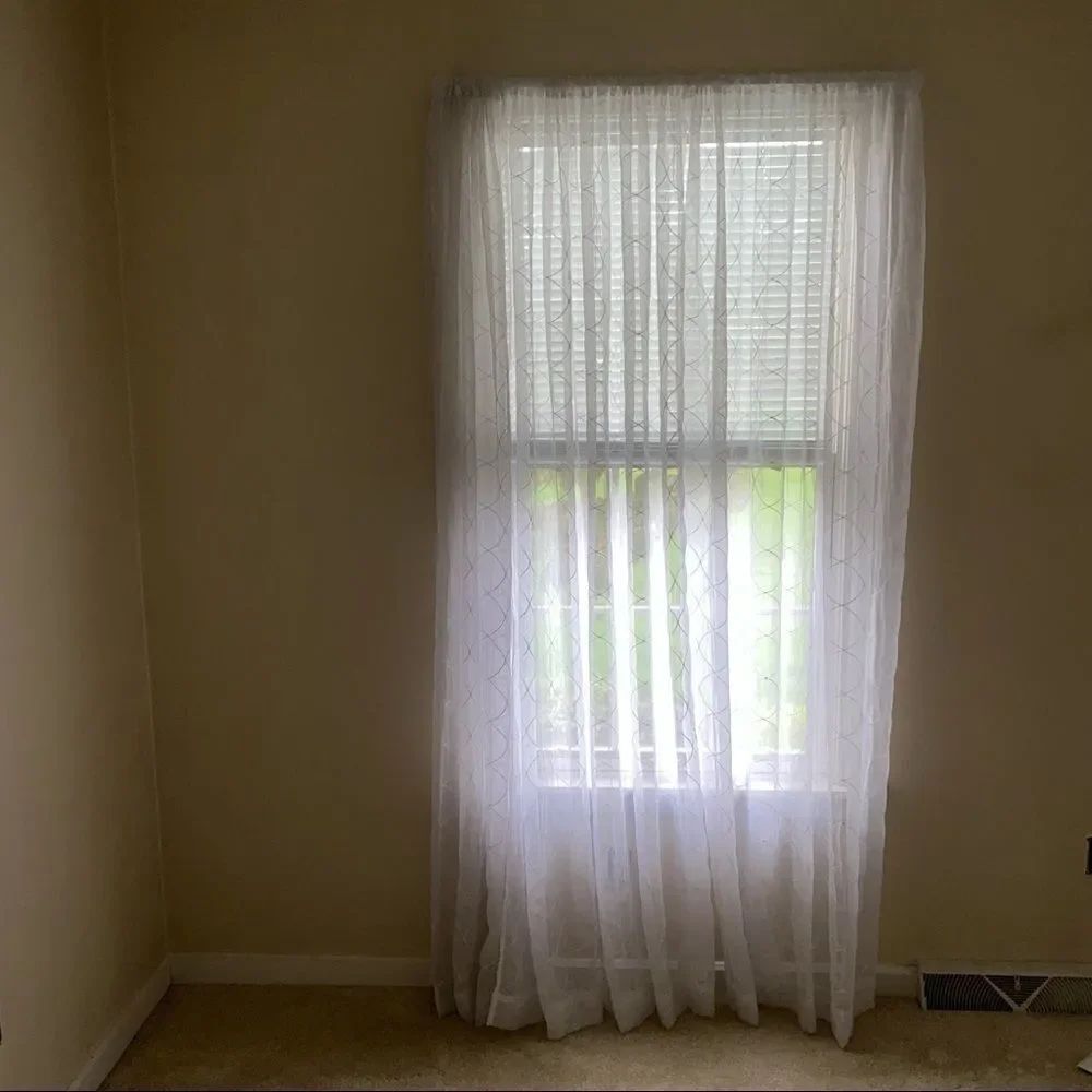 Semi sheer embroidered curtain panels white floor length 81.5”x52”